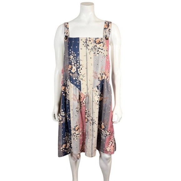 Unbranded Pants - Floral Pinafore Romper Square Neck Sleeveless Boho Mini Multicolor Medium